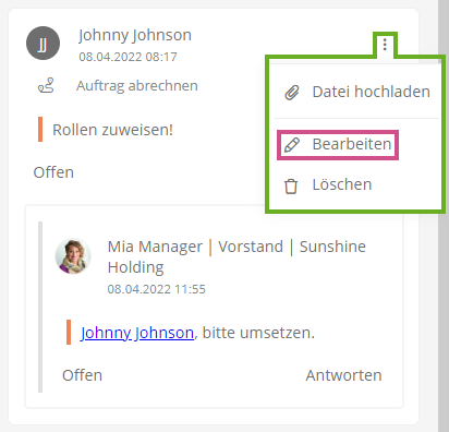 Kommentar bearbeiten
